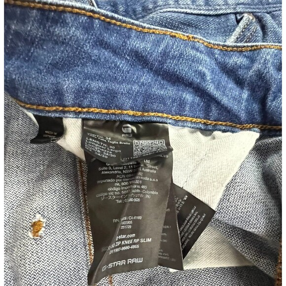 G-Star Raw 5620 3D Slim Jeans  Men's Size 34  Knee Zip Pocket  Button-Fly - Picture 14 of 16
